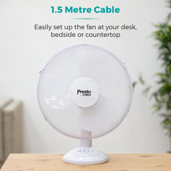 Tower Presto 12" Desk Fan White