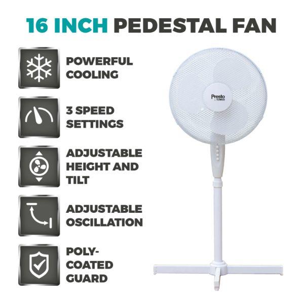 Tower Presto 16" Pedestal Fan White