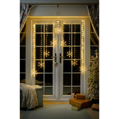 Christmas Snowflake Curtain Lights - Warm White 120x120 339 LEDs