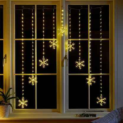 Christmas Snowflake Curtain Lights - Warm White 120x120 339 LEDs