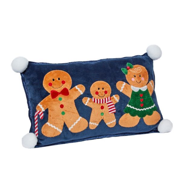 Three Kings Gingerbread Family Cushion - Navy