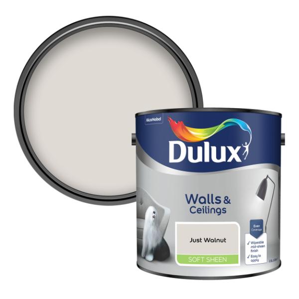 Dulux Walls &amp; Ceilings Soft Sheen Just Walnut 2.5L