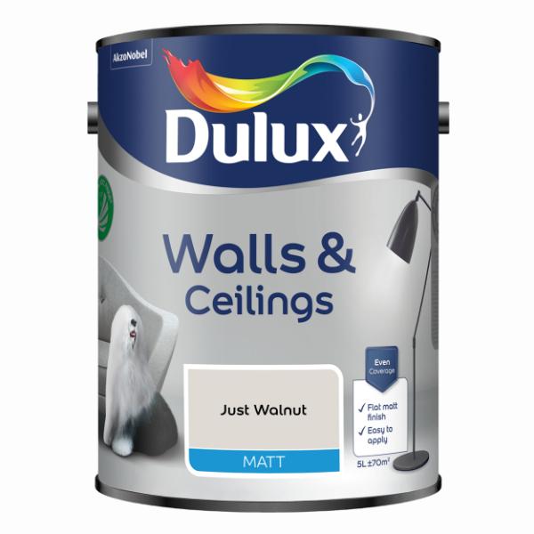 Dulux Walls &amp; Ceilings Matt Just Walnut 5L