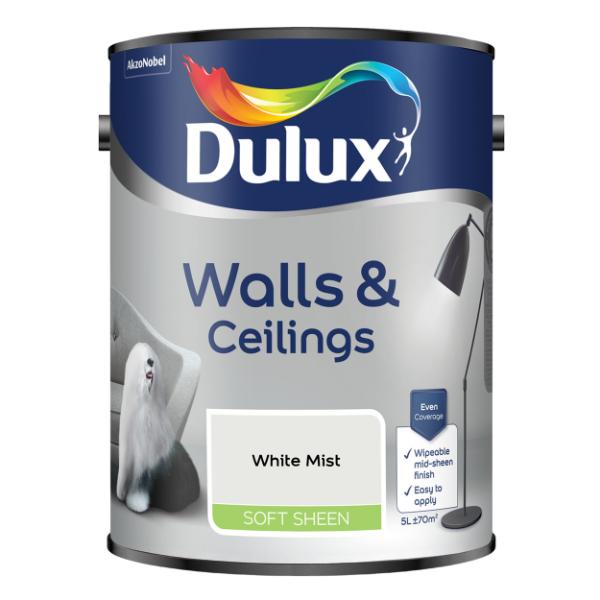 Dulux Walls &amp; Ceilings Soft Sheen White Mist 5L