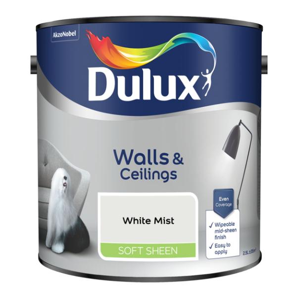Dulux Walls &amp; Ceilings Soft Sheen White Mist 2.5L