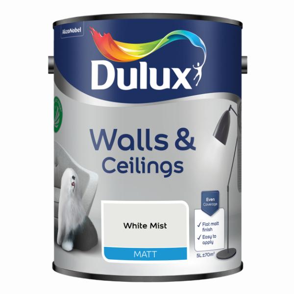 Dulux Walls &amp; Ceilings Matt White Mist 5L