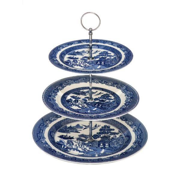 Blue Willow 3-Tier Cake Stand                               