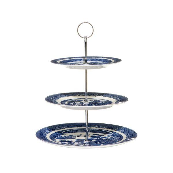 Blue Willow 3-Tier Cake Stand                               