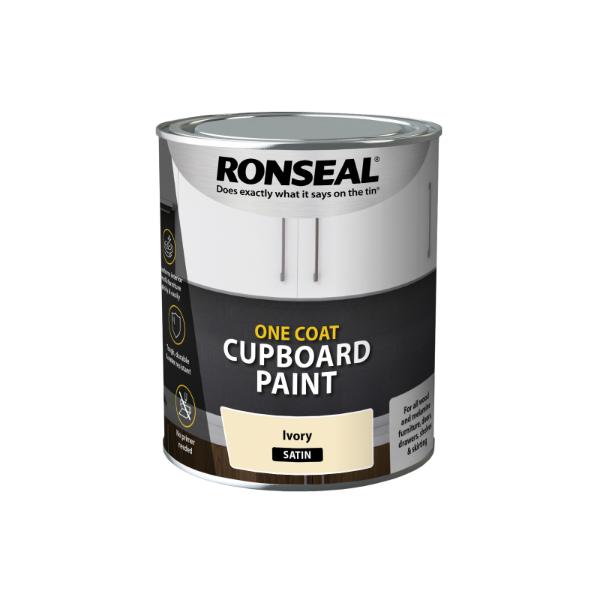 Ronseal One Coat Cupboard Melamine &amp; Mdf Paint Ivory Satin