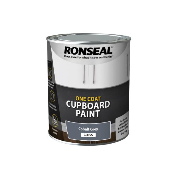 Ronseal One Coat Cupboard Melamine &amp; Mdf Paint Colbalt Grey Gloss