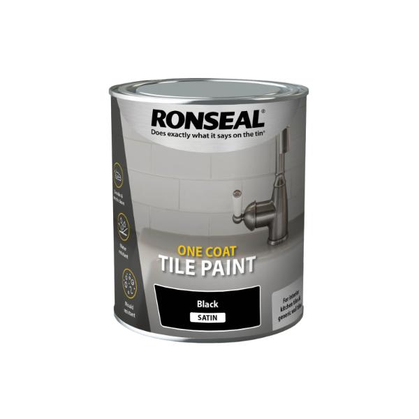 Ronseal One Coat Tile Paint W/B Black Satin