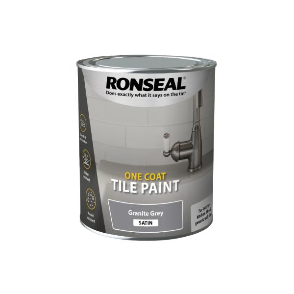 Ronseal One Coat Tile Paint Granite Grey Satin W/B