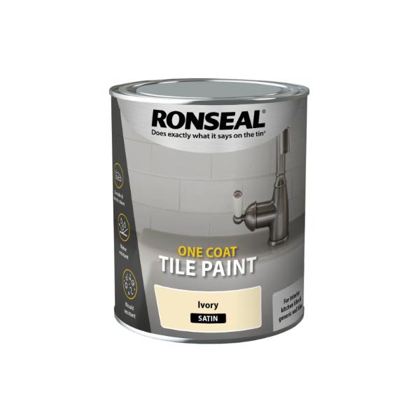 Ronseal One Coat Tile Paint Ivory Satin W/B