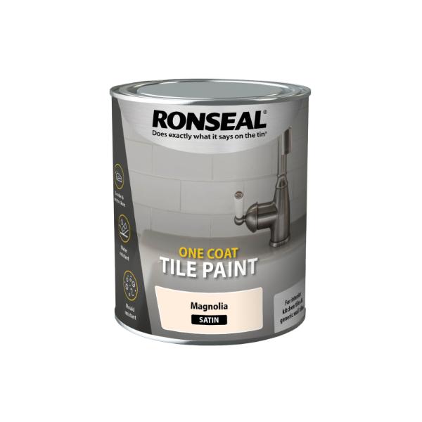 Ronseal One Coat Tile Paint Magnolia Satin W/B