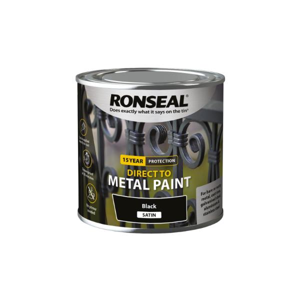 Ronseal Direct To Metal Black Satin 250Ml