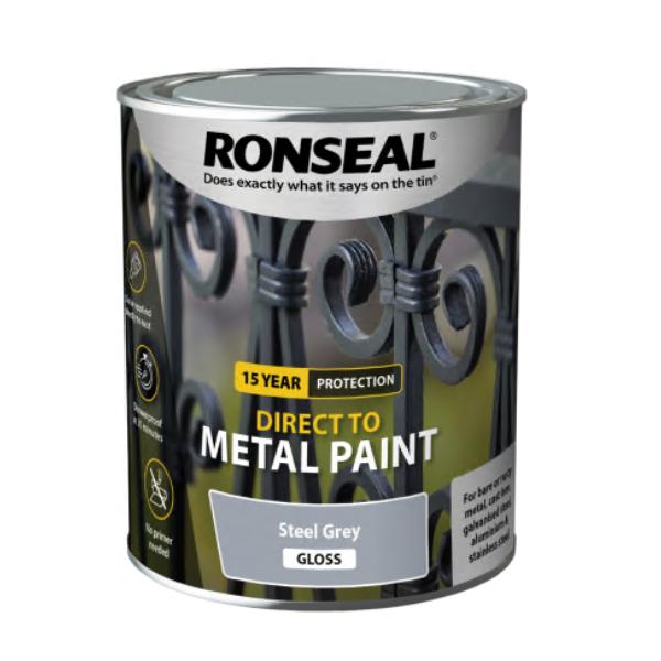 Ronseal Direct To Metal Steel Grey Gloss 750Ml