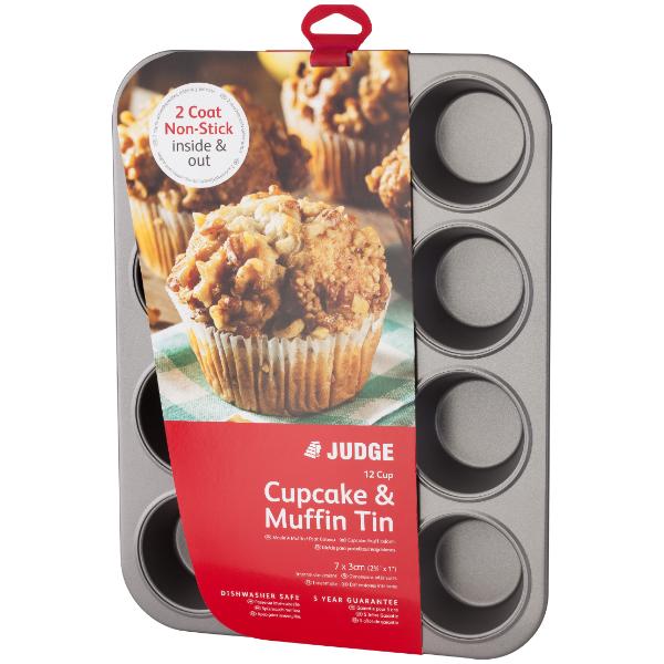 Judge Bakeware 12 Cup Cupcake/Muffin Tin Cup Size 7 x 3cm Non-Stick