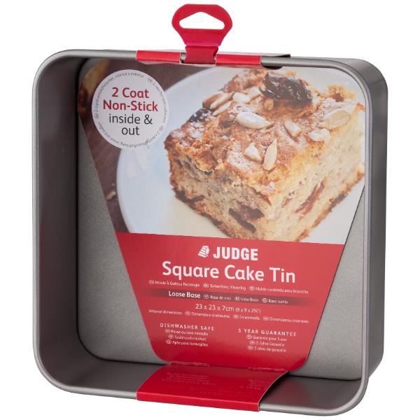 Judge Bakeware 9&quot;/23cm Square Cake Tin Loose Base Non-Stick