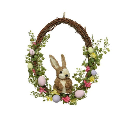 Easter Oval Wreath With Bunny 36Cm