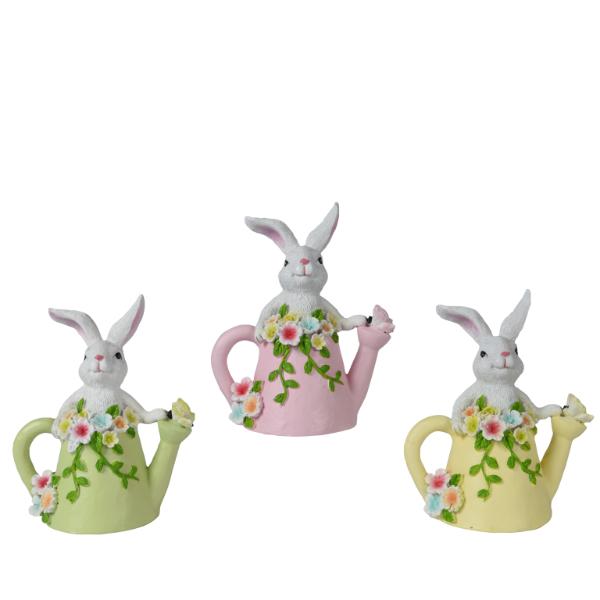 Polyresin Bunny In Watercan 16cm