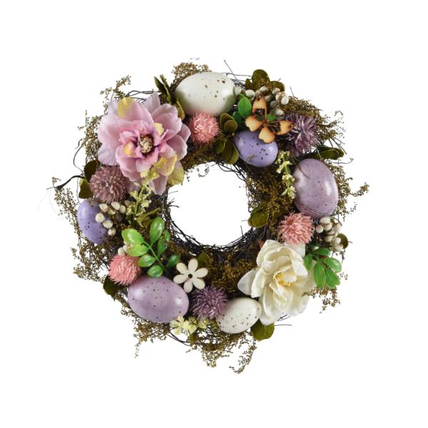 Wreath With Polyester Flowers 7.5cm