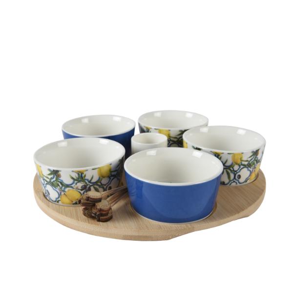 Tapas Porcelain Set with Lemon Pattern - Bowls