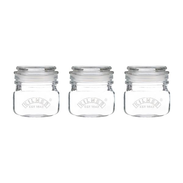 Kilner Square Push Top Jars Set Of 3 250Ml
