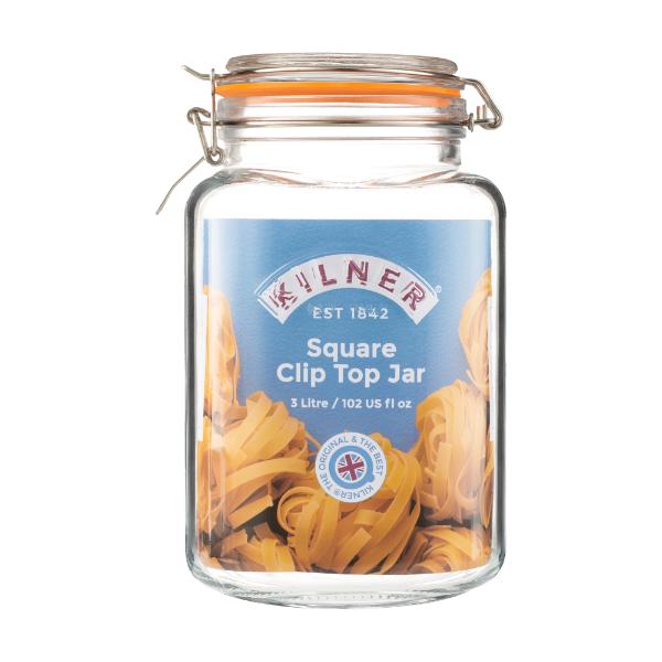 Kilner Clip Top Square  Jar 3 Litre