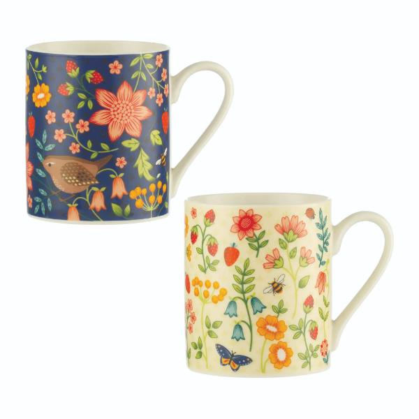 P&amp;K Wild Flower Fine China Assorted Mugs 38Cl