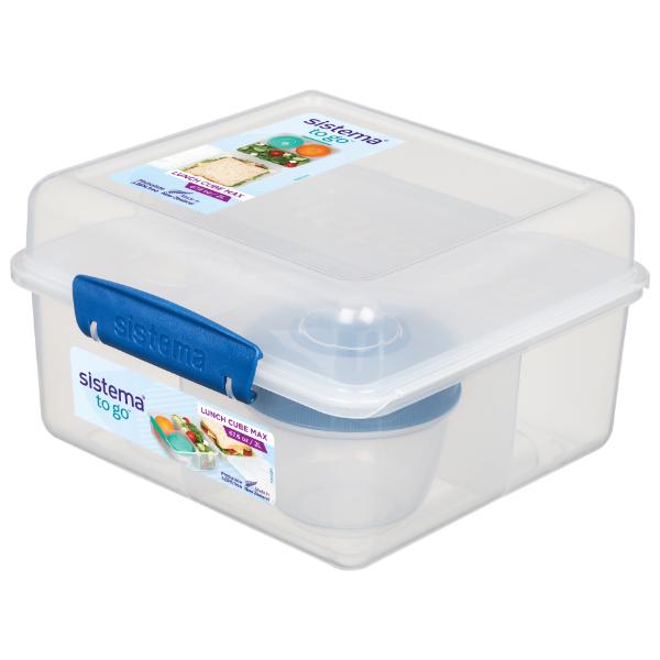 Sistema 2 Litre Lunch cube max with yoghurt pot - assorted colours