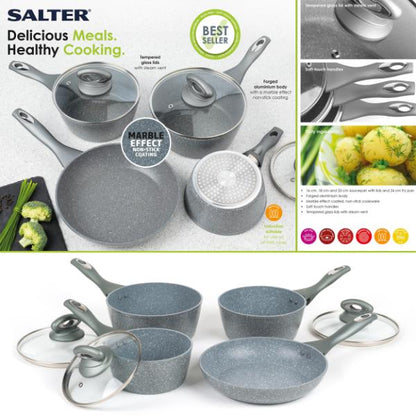 Salter Marblestone 4pc Pan Set Grey