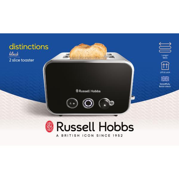 Russell Hobbs Distinctions Black 2 Slice Toaster
