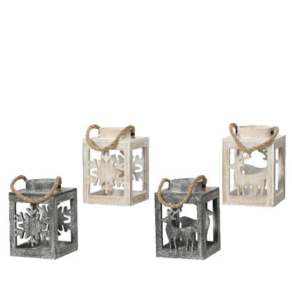 Christmas Cut Out Lantern Wooden