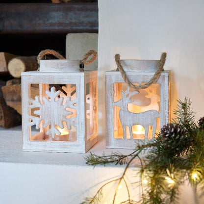 Christmas Cut Out Lantern Wooden