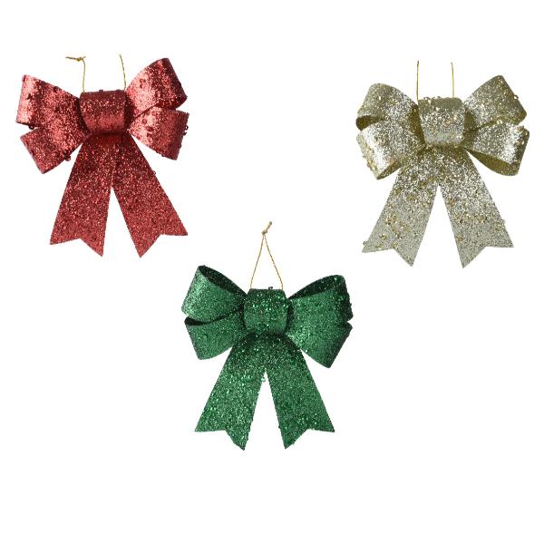 Christmas Sparkling Bow 3 Assorted Colours