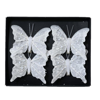 Christmas Butterfly Decoration Feather 8 X 6cm