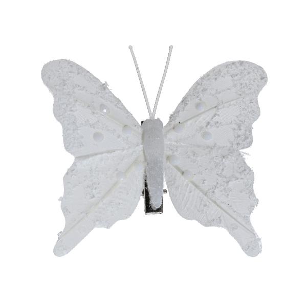 Christmas Butterfly Decoration Feather 8 X 6cm