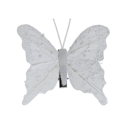 Christmas Butterfly Decoration Feather 8 X 6cm