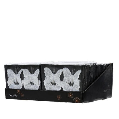 Christmas Butterfly Decoration Feather 8 X 6cm