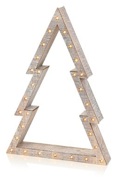 Premier Decorations Battery Operated  White Wood Tree Christmas Decoration With Warm White LEDs 45 - 37 - 25cm Set of 3