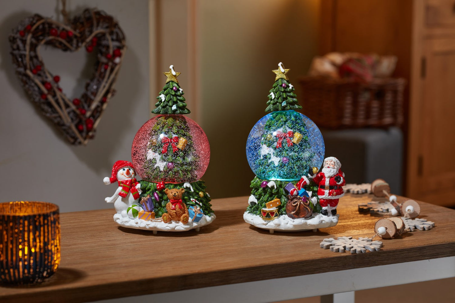 Three Kings 10cm Musical Tree Spin Snow Spheres 21cm