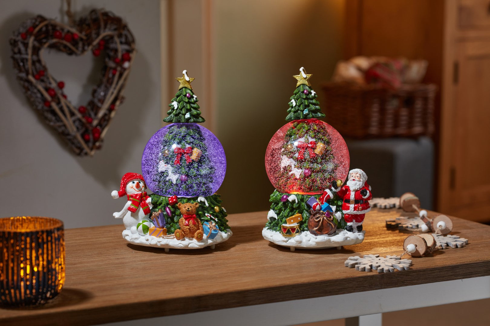 Three Kings 10cm Musical Tree Spin Snow Spheres 21cm
