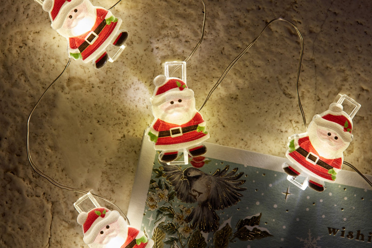 Three Kings 10 ClipCard Santa String Lights