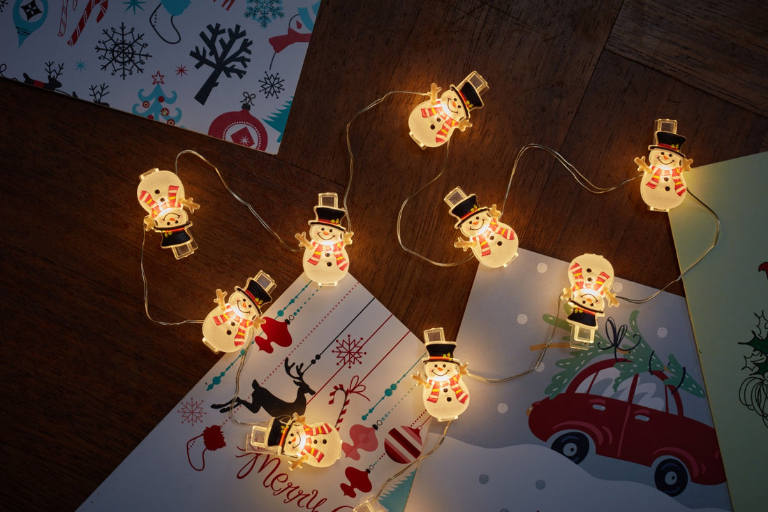 Three Kings 10 ClipCard Snowman String Lights