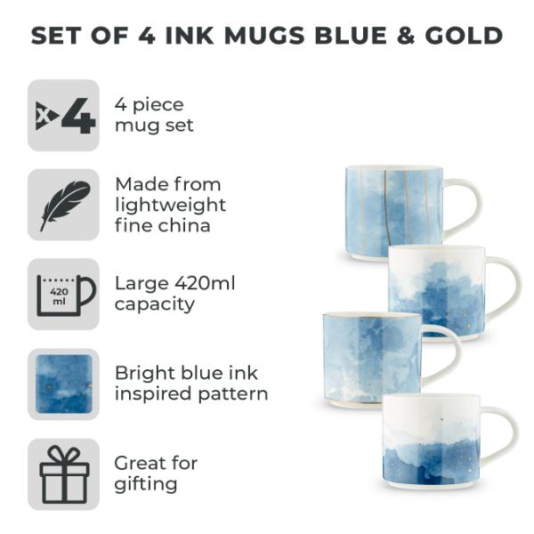 Tower Ink Mug Blue Set of 4