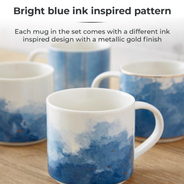 Tower Ink Mug Blue Set of 4