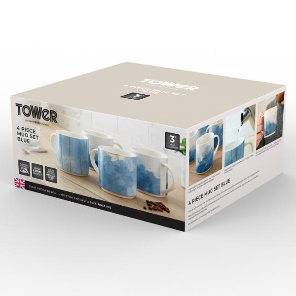 Tower Ink Mug Blue Set of 4