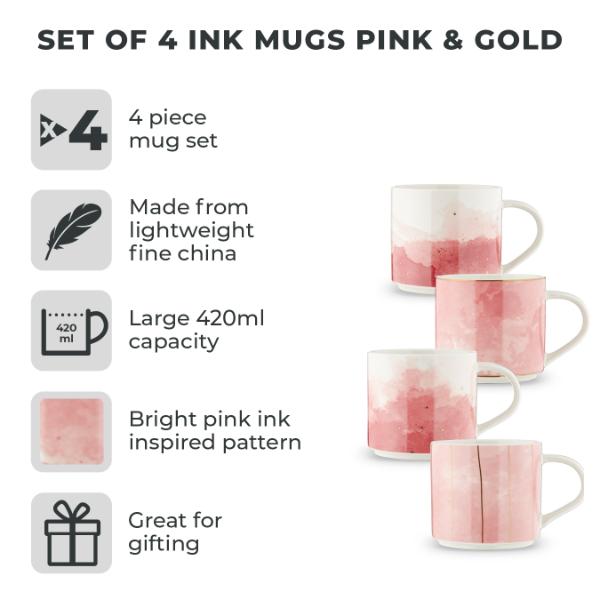 Tower Ink Mug Pink Set of 4
