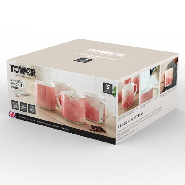 Tower Ink Mug Pink Set of 4