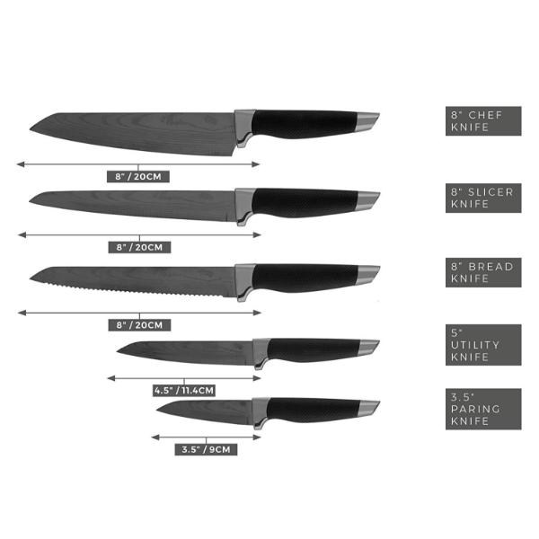 Tower Damascus Knife Set of 5